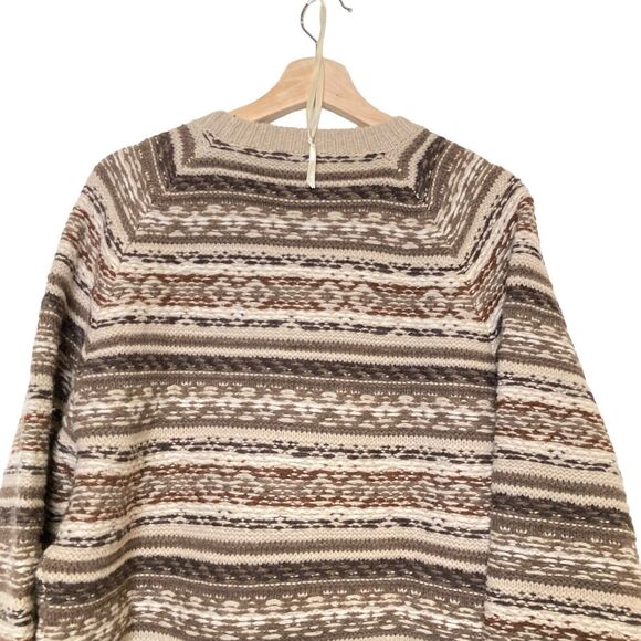 J.Crew Lambswool Fair Isle Crew Neck Sweated Beige Men's Sweater Size Large NWT - Picture 4 of 11